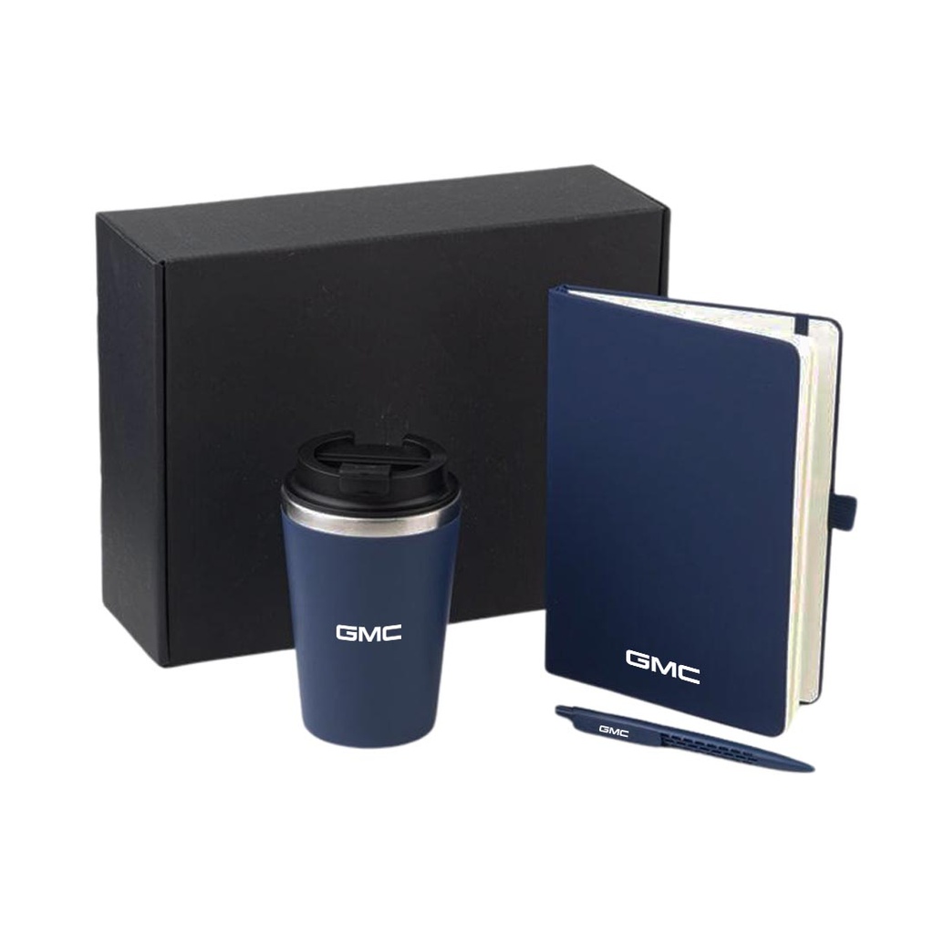 KOKSI - Giftology Set of Double Walled Tumbler, A5 Notebook and Pen - Navy Blue