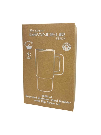 BERN 2.0 - Hans Larsen Recycled Stainless Steel Tumbler with Straw Lid - Black