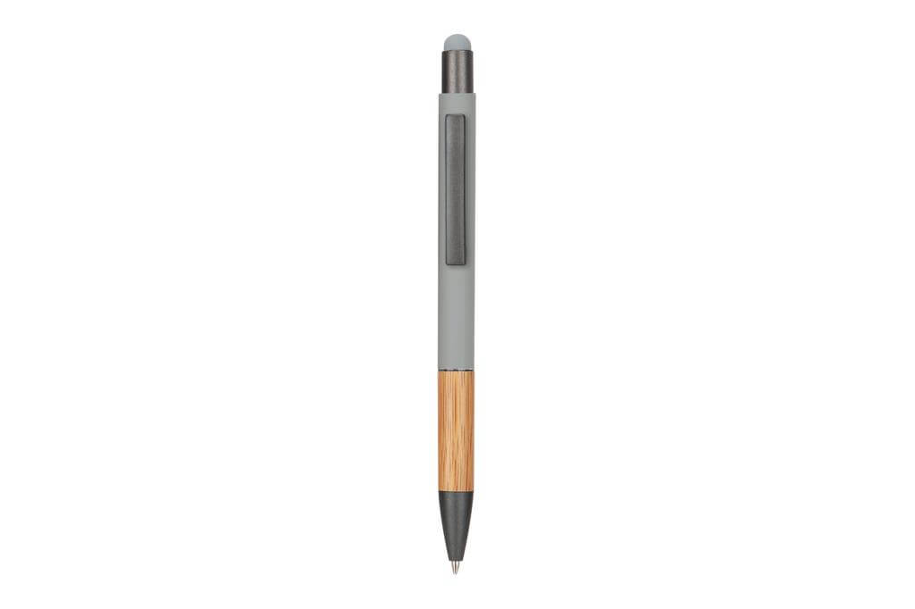 AYTOS - Metal Stylus Pen with Bamboo Grip and Rubberized Aluminium Barrel - Grey