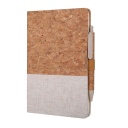 BORSA - eco-neutral Set of A5 Cork Fabric Hard Cover Notebook and Pen - White